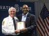 City Manager Bill Horne receives an appreciation plaque.