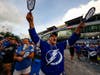 Lightning fans show their team spirit at Amalie Arena. 