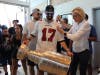Left win Alex Killorn shows off the Stanley Cup to Tampa Mayor Jane Castor.