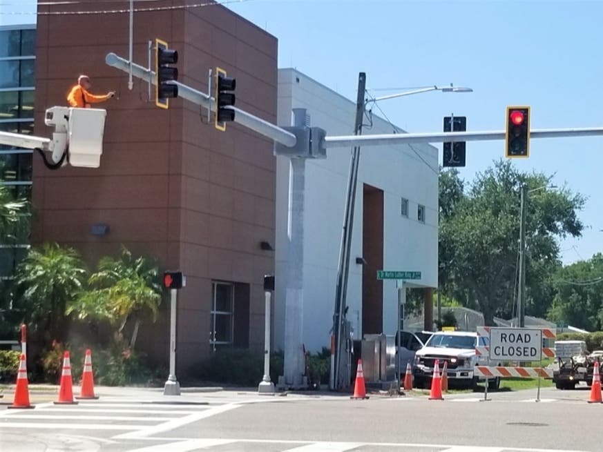 The event is to celebrate the completion of the traffic signal and pedestrian crosswalk project at Dr. Martin Luther King Jr. Boulevard.