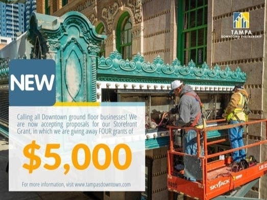 The Tampa Downtown Partnership​ is giving away free $5,000 grants to downtown businesses for enhancements to their locations.  