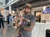 "Guardians of the Galaxy" star Dave Bautista arrives at the Humane Society to take Penny home. 