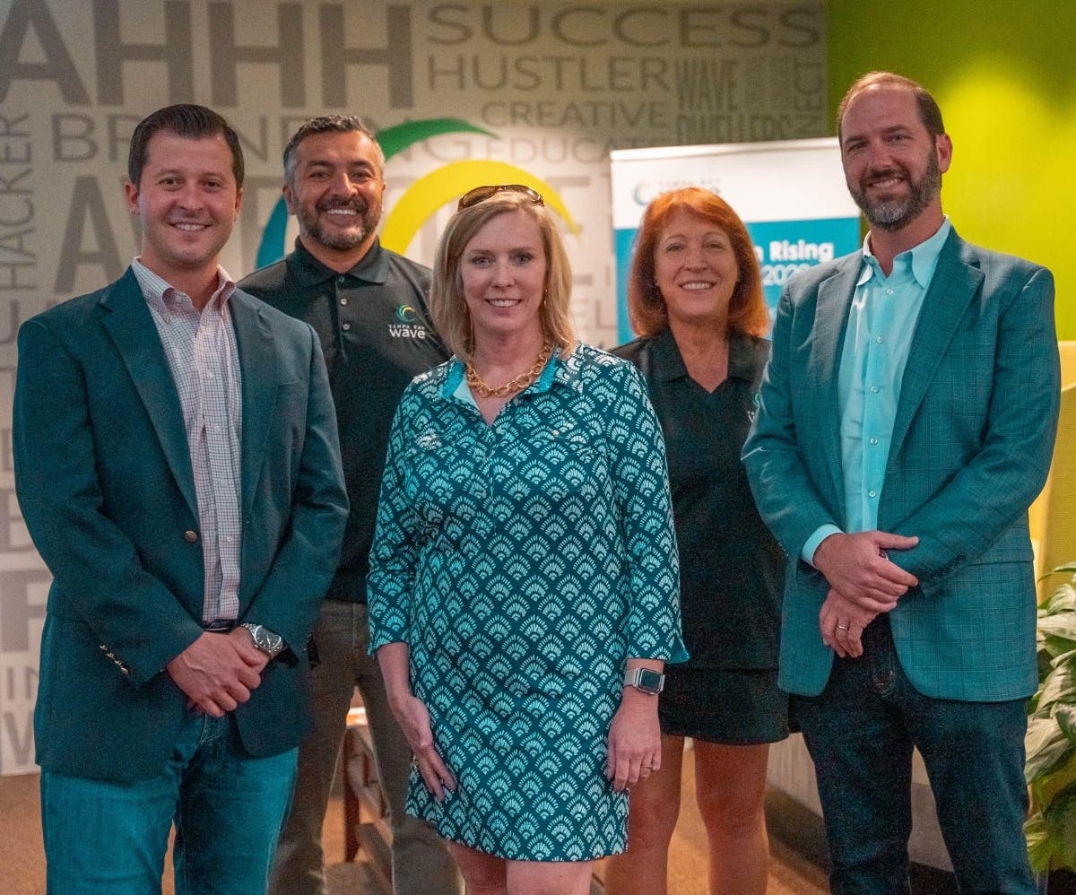 Linda Olson, Ramit Singh and Dee Garcia welcome Danny Martinez and Bill Habermeyer to Tampa Bay Wave.
