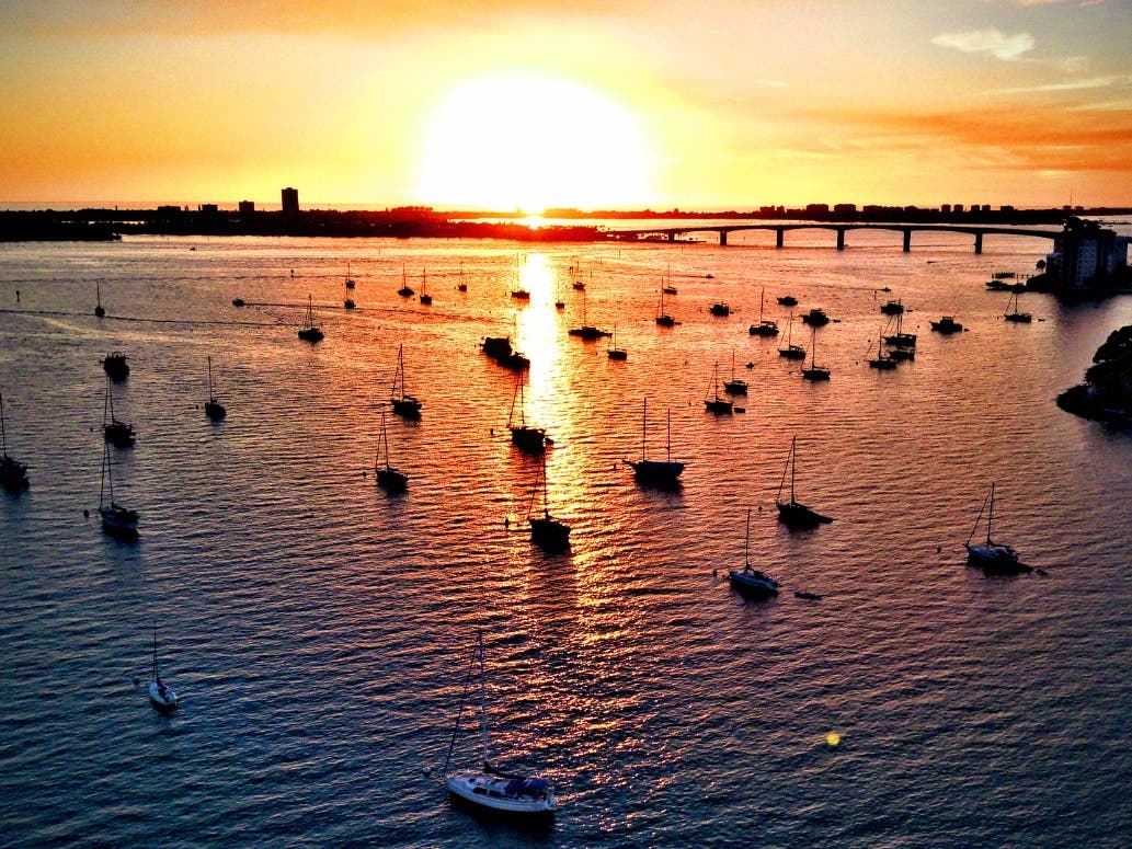 Lee Stazinski used a drone to take this photo from Marina Jack in Sarasota. 
