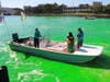 The luck of the Irish was with city workers Friday morning when they turned the Hillsborough River green using an environmentally friendly, non-toxic dye.