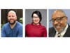 Running for council Seat 5 are, from left, Aaron Smith-Levin, Lina Teixeira and Jonathan Wade Sr.