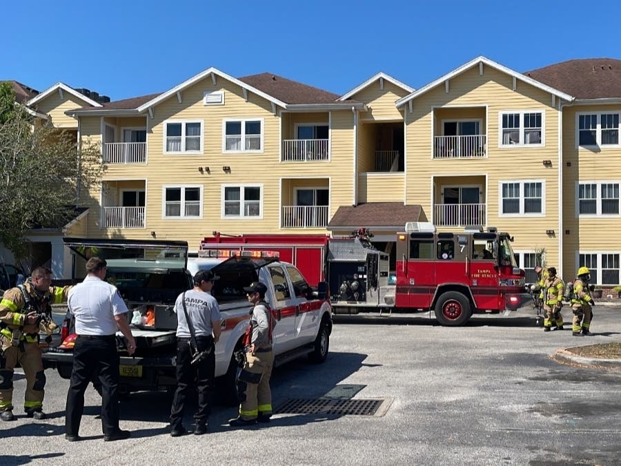 One person has been hospitalized in critical condition after carbon monoxide leaked into a Tampa apartment complex Friday.