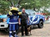 Lightning mascot ThunderBug shows his support for the Tampa police as he travels throughout Tampa handing out swag in the Rolling Thunder Tour truck. 