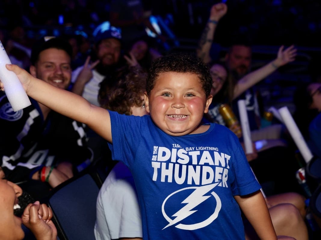A young Bolts fans shows his appreciation for the team's victory Friday night. 
