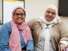 Aleeza Masood, left, a USF senior, is working with Aziza, a refugee from Egypt.
