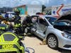 Clearwater Fire & Rescue Department crews were called to extricate an elderly woman from a crash at Court and East streets Saturday.