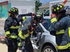Clearwater Fire & Rescue Department crews were called to extricate an elderly woman from a crash at Court and East streets Saturday.