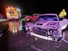 A man is in stable condition at a trauma center after leaping off an overpass into the Little Manatee River to avoid being struck by a car involved in a three-car pileup.