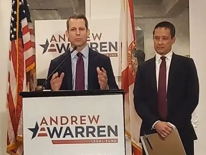 With his attorney, Jean-Jacques “J” Cabou, by his side, ousted Hillsborough County State Attorney Andrew Warren announced Aug. 17 that he filed a lawsuit against Gov. Ron DeSantis in federal court.