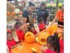 A group of children from Steps to Maturity, an Early Learning Coalition of Hillsborough County provider, participate in an immersive sensory activity, exploring the insides of a pumpkin.