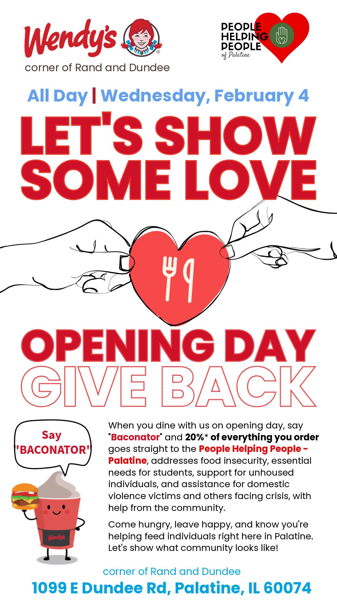 Say "Baconator" - Palatine Wendy's Opening Day Give Back