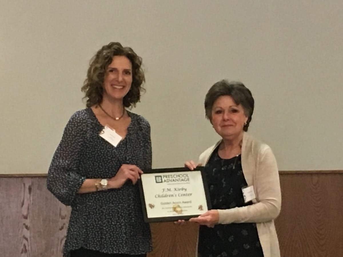 pictured from left: Jessie Lubow, vice president, Preschool Advantage and Harriet McCarter, executive director, F.M. Kir