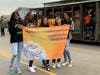 Parade participants from Black College Expo show support for the International Day of Conscience during the celebration of Dr. Martin Luther King Jr.'s birthday in Los Angeles on Jan. 20, 2020.