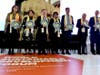 Dr. Ameenah Gurib-Fakim, former President of Mauritius, center, on behalf of Dr. Hong, Tao-Tze, President of FOWPAL, presents the compass clock of conscience to former presidents and influential leaders.  