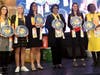 Dr. Ameenah Gurib-Fakim, former President of Mauritius, third from right, on behalf of Dr. Hong, Tao-Tze, President of FOWPAL, presents the compass clock of conscience to youth leaders.  