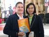 Governor of Durango, Mexico, Dr. José Rosas Aispuro Torres, left, shows support for the International Day of Conscience during the Second World Sustainable Development Forum in Durango, Mexico on March 7, 2020.