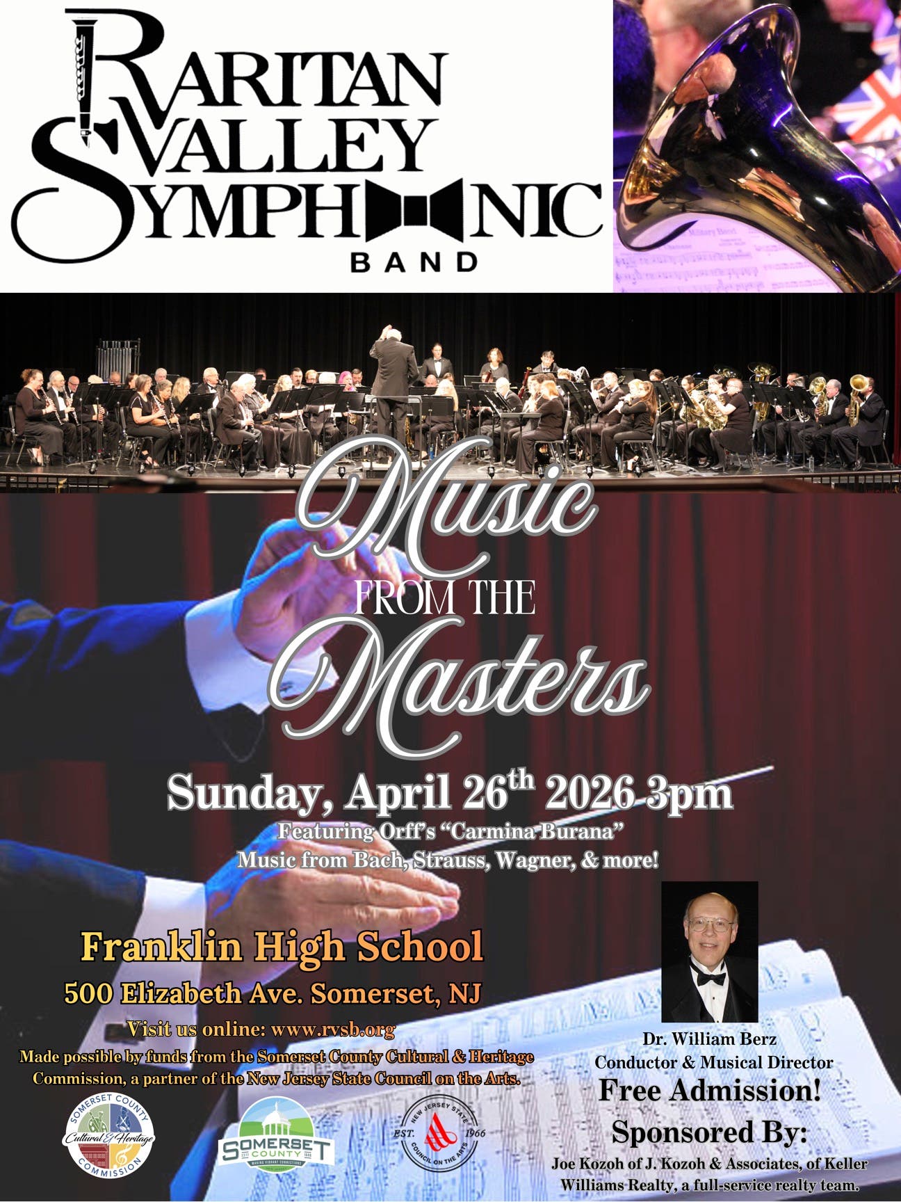 Raritan Valley Symphonic Band Spring Concert “Music From the Masters”