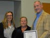Orland Township Supervisor Paul O’Grady presents a Certificate of Appreciation to Melissa Ryerson of Cache Creek Rescue for their participation in Pet-Palooza.  Also pictured is Robin Kassis (left), coordinator of Orland Township’s Food Pantry.