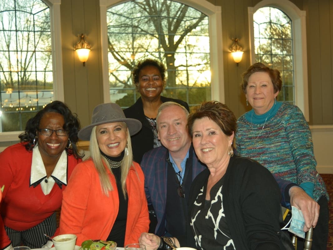 Orland Township Supervisor Paul O’Grady (center) with volunteers at the Township’s Volunteer Appreciation Dinner.