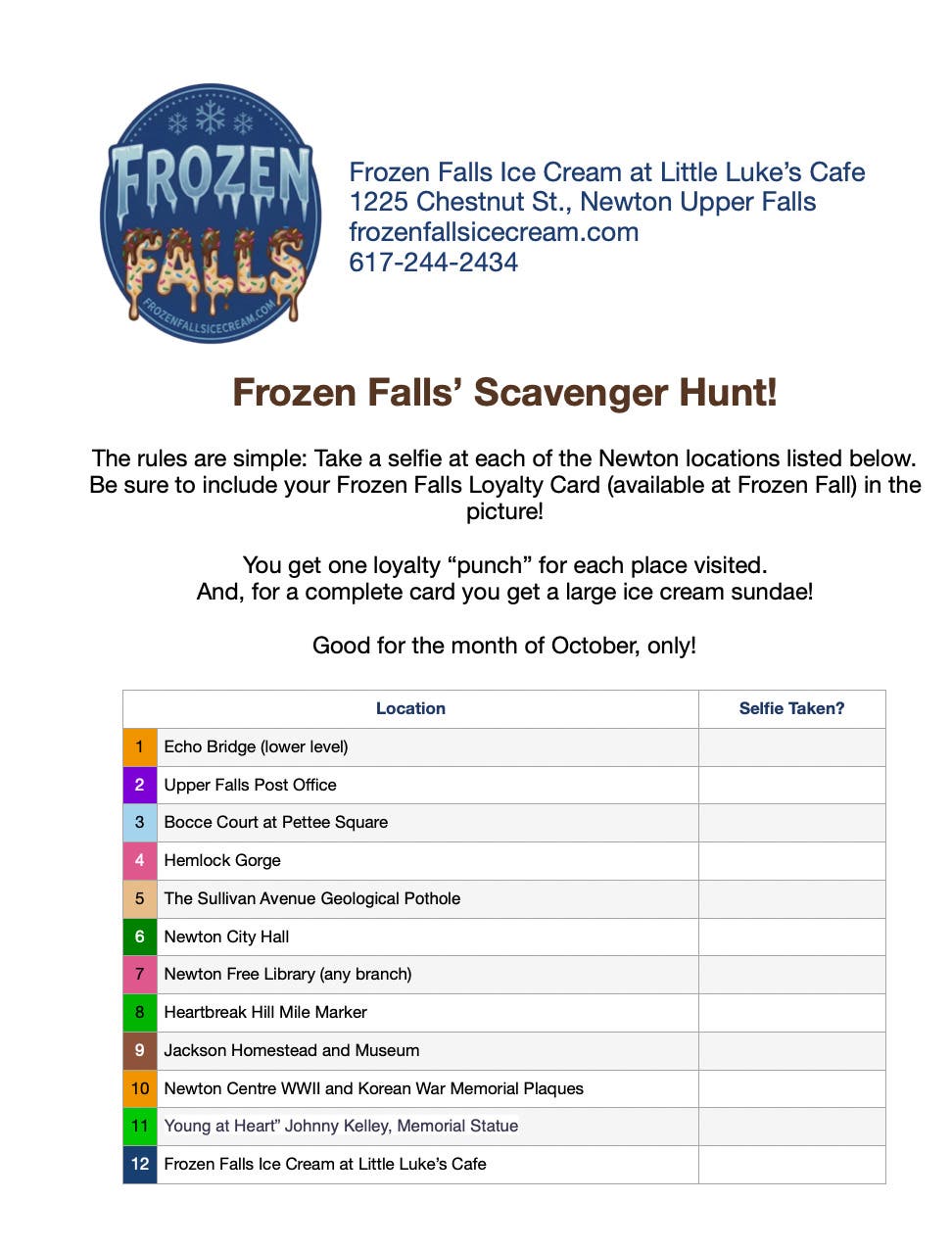 Frozen Falls' Scavenger Hunt