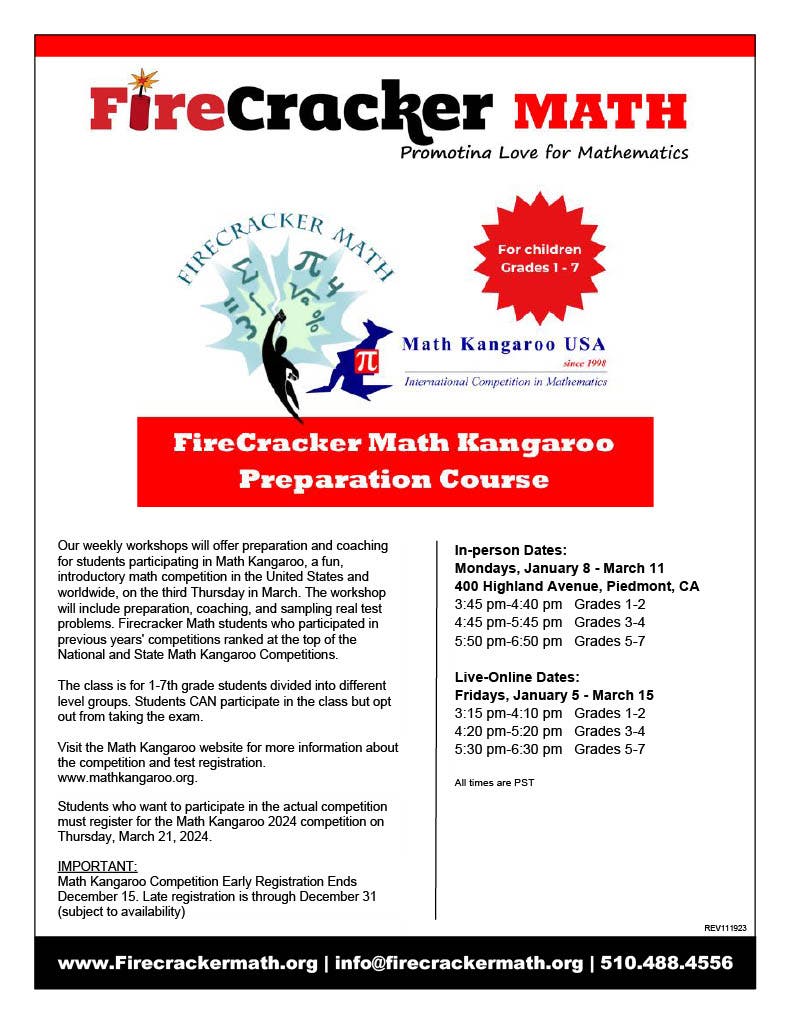 Jan 8 | FireCracker Math Math Kangaroo Preparation Course Grades 1-2 ...