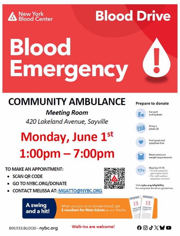 Community Ambulance Blood Drive