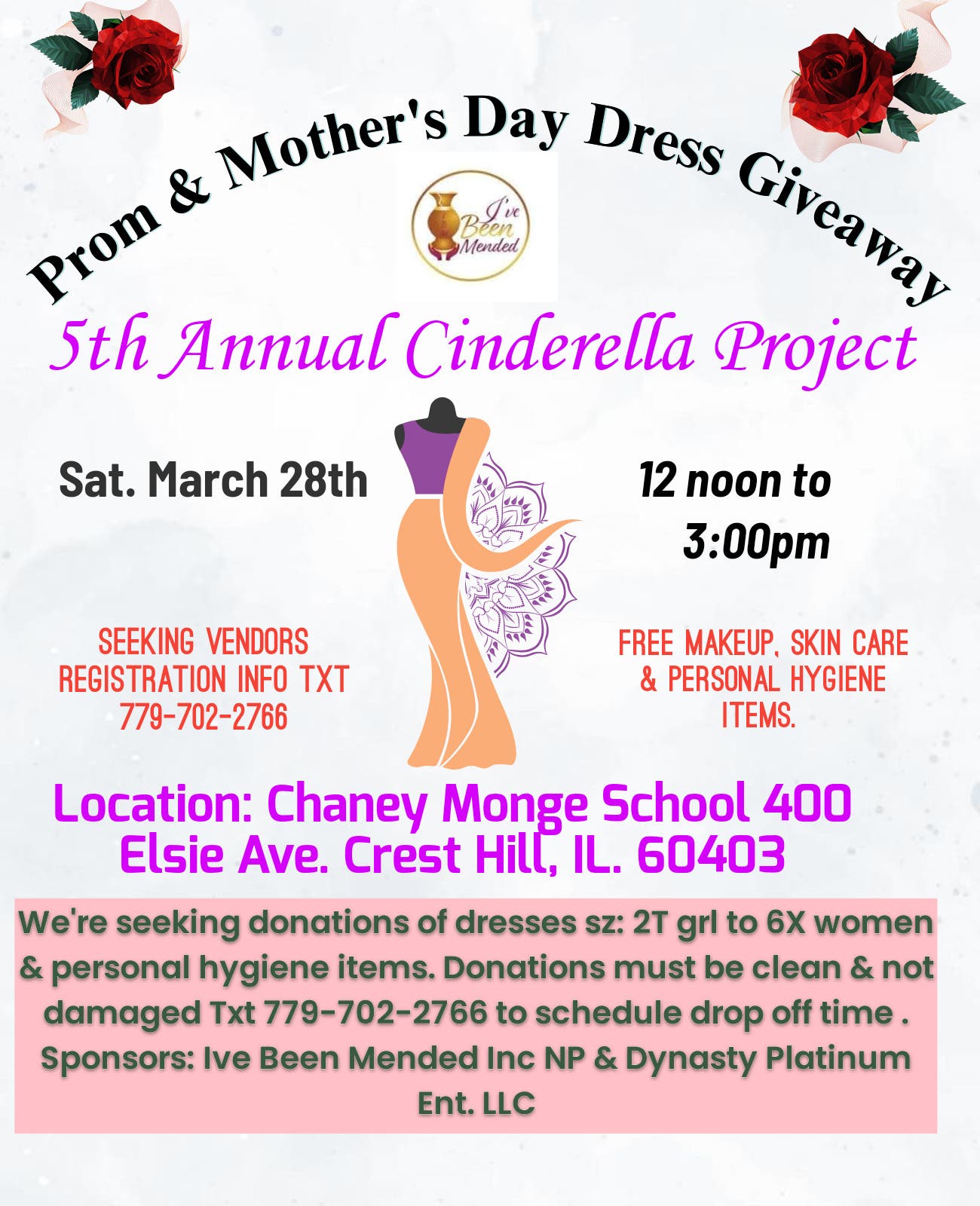 5th Annual Cinderella Project All styles & sz of Dresses New & Gently Loved 