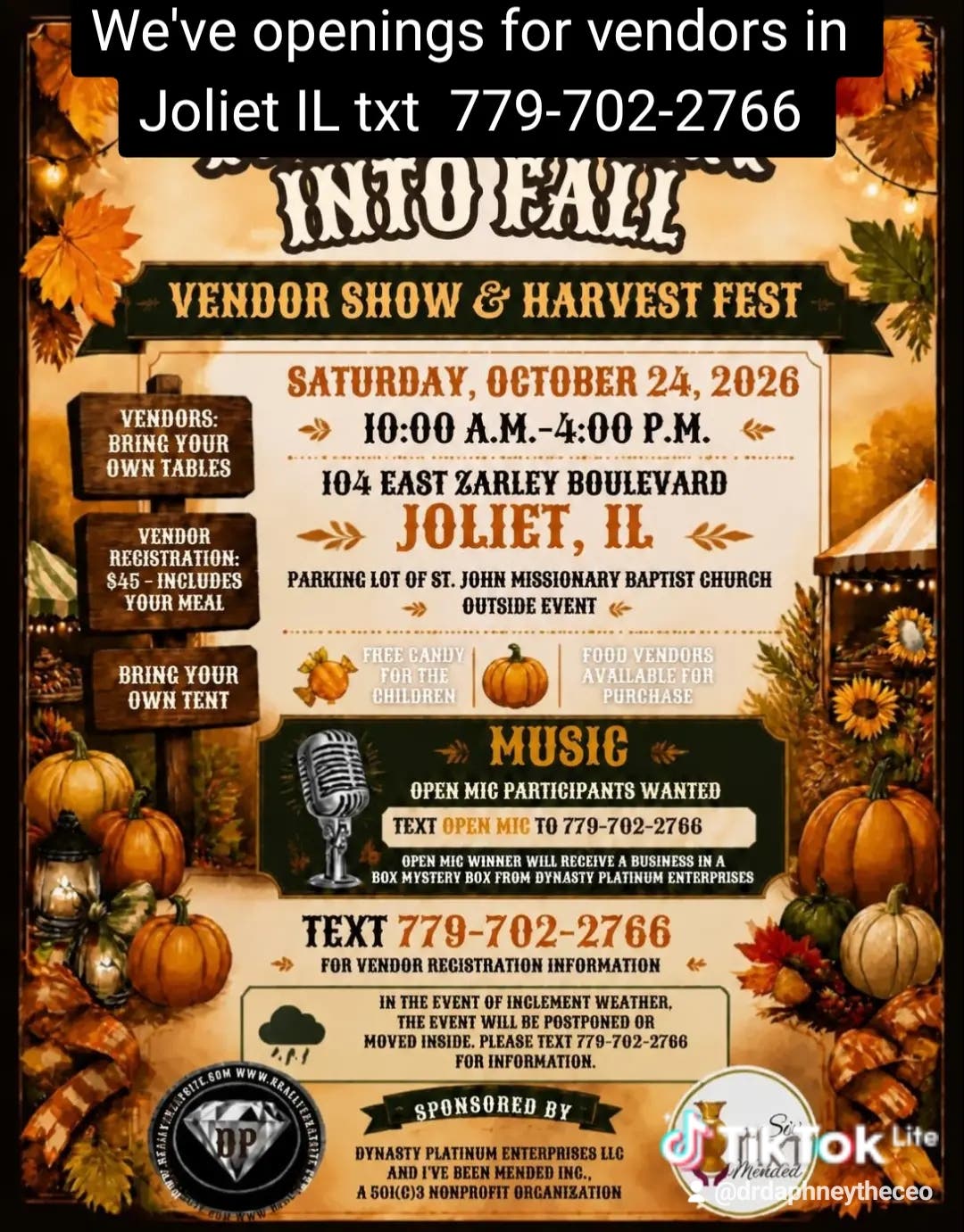 Free Community Harvest Fest! Talent & Vendor Show