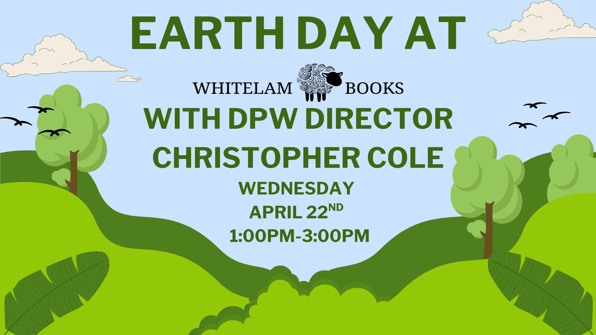Whitelam Books to Host Christopher Cole, Director of Public Works, for Recycling & Earth Day Tips