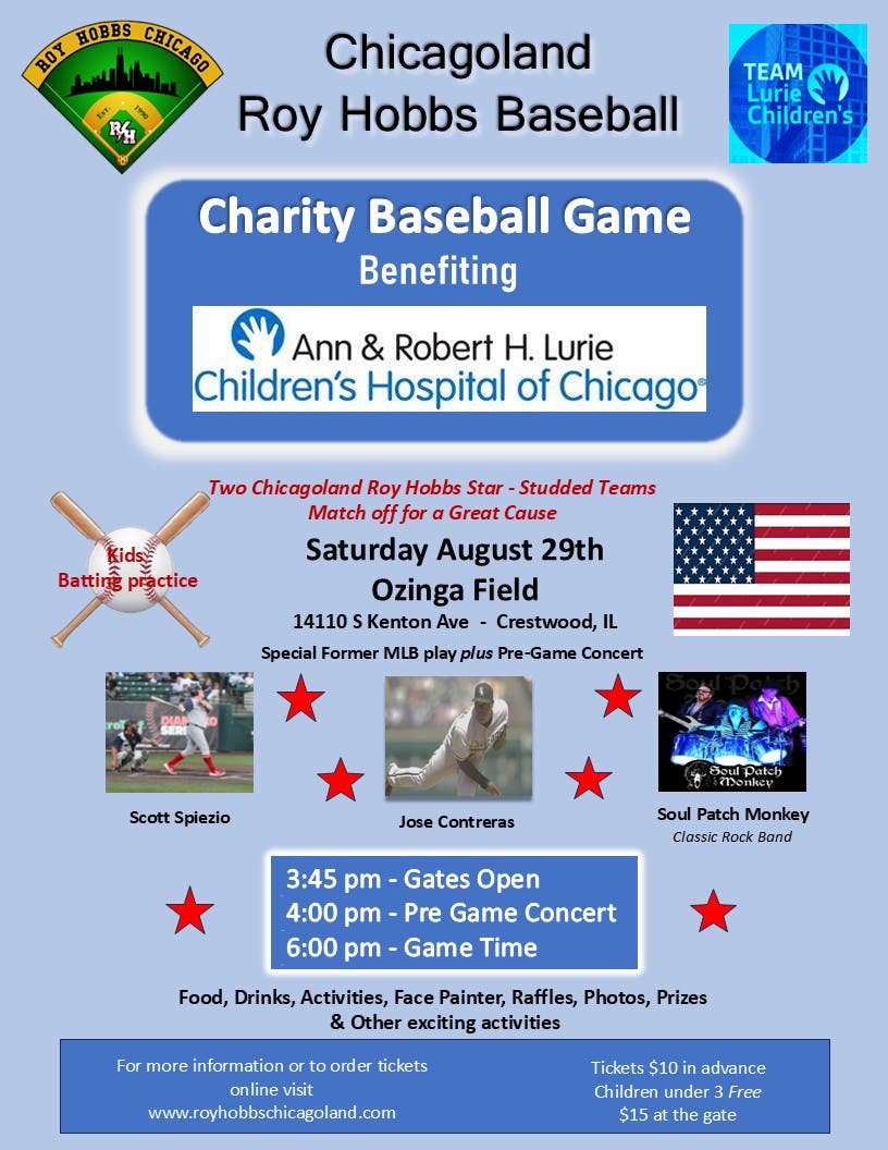 Charity Baseball Game to Benefit Lurie Children’s Hospital 