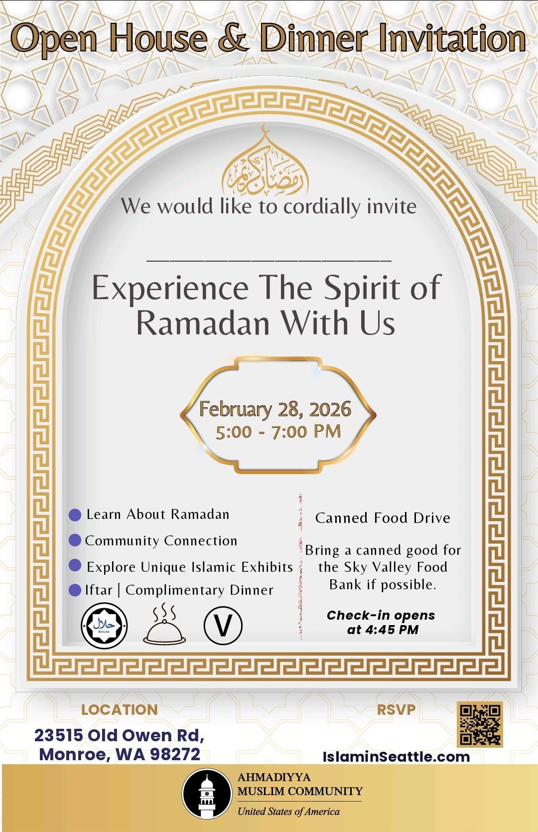 Free Annual Iftar Dinner & the Largest Holy Quran Exhibition of Unique Translations in PNW 