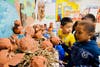 Vejar Elementary kindergartners show paper-mache beavers on display during the March 20 Open House. 