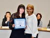 Westhoff Elementary parent volunteer Ashley Chau receives the Partner in Education Award. 