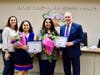 Suzanne Middle School parents Betsy Castellanos and Sonal Choksey honored with Partner in Education Awards. 