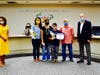 Vejar Elementary 4th grader Angel Bennett receives Super Star Student Award during Sept. 18 Board Meeting. 