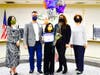 C.J. Morris Elementary fifth grader Gianna Shelby receives Super Star Student Award during March 17 Board Meeting