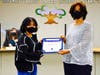 Board of Trustees honors Walnut Elementary fifth grader Alex Bugayong with the Super Star Student Award. Shown with Board President Layla Abou-Taleb.