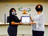 Walnut Elementary parent Diana Giannone lauded with the Partner in Education Award during March 17 Board Meeting. 