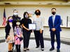 Walnut Elementary parent Diana Giannone lauded with the Partner in Education Award during March 17 Board Meeting. 