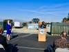 Board President Layla Abou-Taleb delivers comments at Oct. 20 groundbreaking ceremony. 