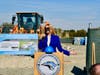 South Pointe MS Principal Dr. Susan Arzola delivers comments at groundbreaking ceremony on Oct. 20. 