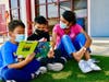 Westhoff ELS Therapi Kaplan offers support to young readers during the Nov. 5 reading party. 