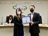 Westhoff Elementary parent volunteer Sandra Chen receives the Partner in Education Award on Feb. 16. 