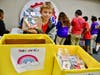 C.J. Morris Elementary students assemble Rainbow Bags for Ukrainian refugee children on April 5. 