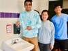 Tap n’ Go! Diamond Bar High School seniors Arashdeep Ghotra, Joyce Chung, and junior Jonathon Dang with new water-wise faucets installed on campus last week.